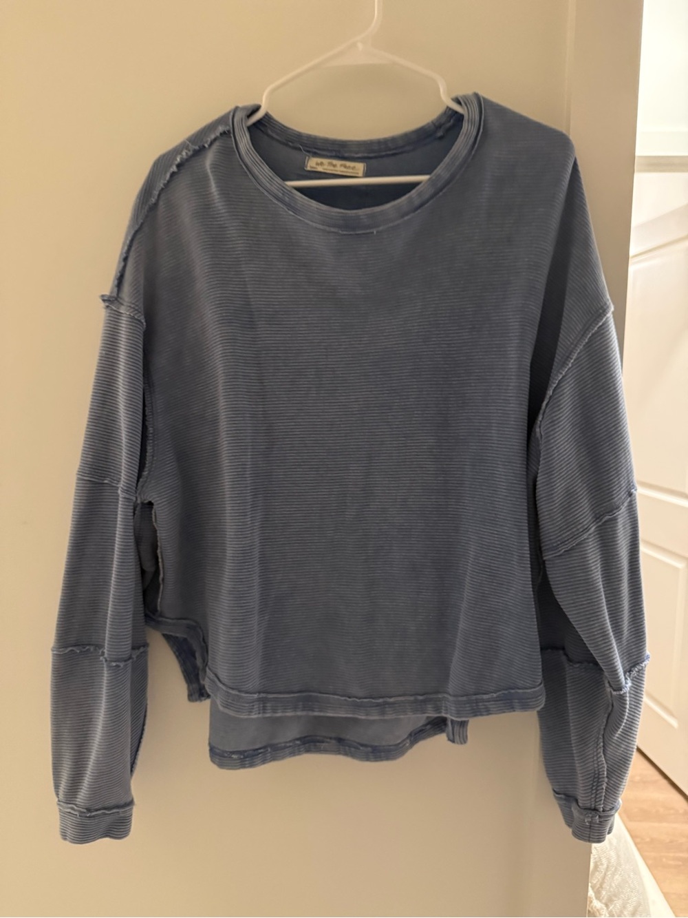 We The Free faded blue ribbed pullover